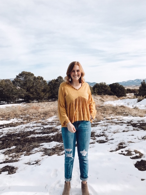 Yellow shirt, Jeans, Boots